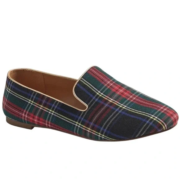 J‎ Crew Factory Plaid Flats Womens 7 Preppy Academic Tartan Slip On Shoes - Picture 2 of 15